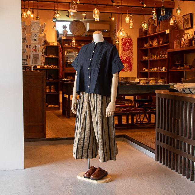 【超美品】ヤンマ産業 会津木綿 キュロット ガウチョパンツ 綿100% 日本製 YAMMA】会津木綿 キュロットガウチョパンツ