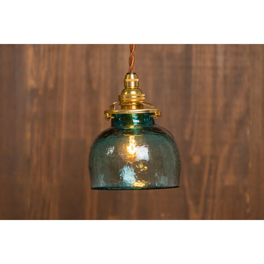 安土草多青いガラス ペンダントライト電球とコード付き