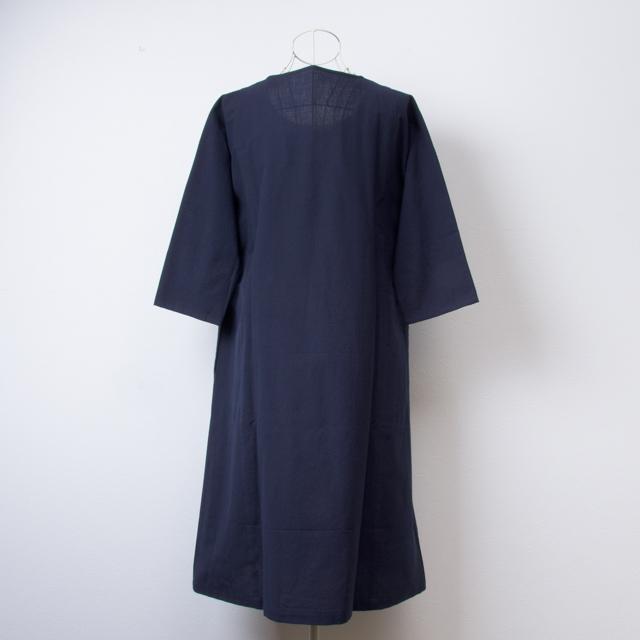 うなぎの寝床 久留米絣のワンピース 無地 ネイビー 洋服 : FRANK暮らし 