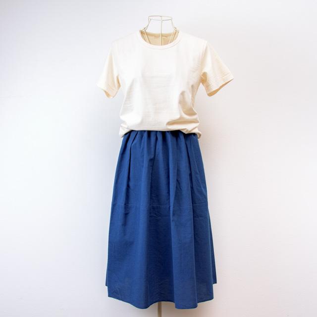 うなぎの寝床 久留米絣のスカート 無地 ブルー 洋服 : FRANK暮らしの