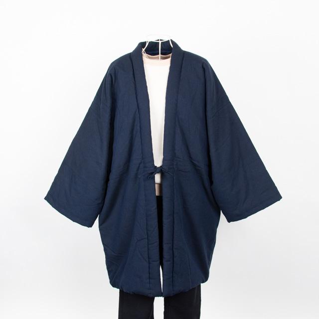 最高級のスーパー 宮田織物 綿入れはんてん おしゃれ ちゃんちゃんこ 日本製 レディース メンズ 紺 オーバーサイズ 山並み袢天 コート アウター