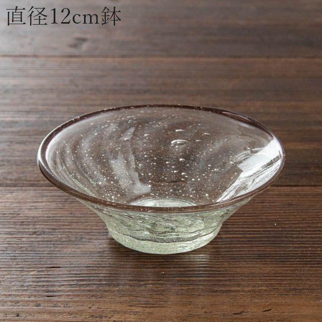 太田潤 手吹き硝子工房 四寸鉢 04 口巻モール パープル ガラス 作家物 