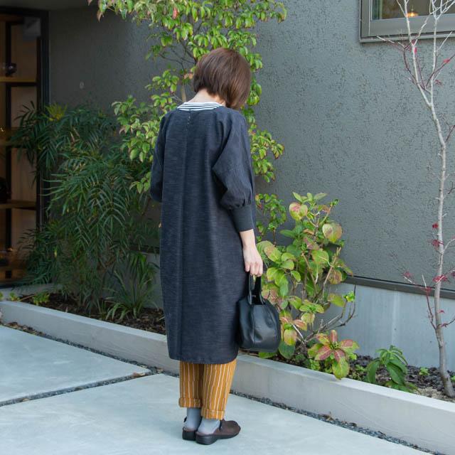 うなぎの寝床 久留米絣の割烹着 103cm丈 無地 グレー KAPPOGI-103