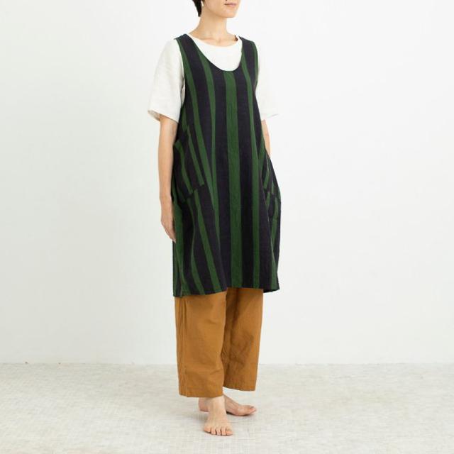 会津木綿 エプロンドレス 09 古代縞 H-0024 はらっぱ 【前掛け】 ヤンマ産業
