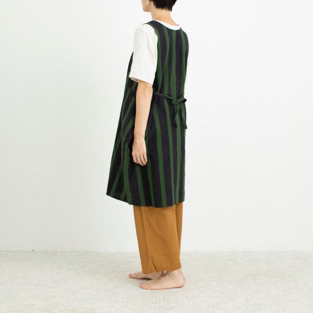 会津木綿 エプロンドレス 09 古代縞 H-0024 はらっぱ 【前掛け】 ヤンマ産業