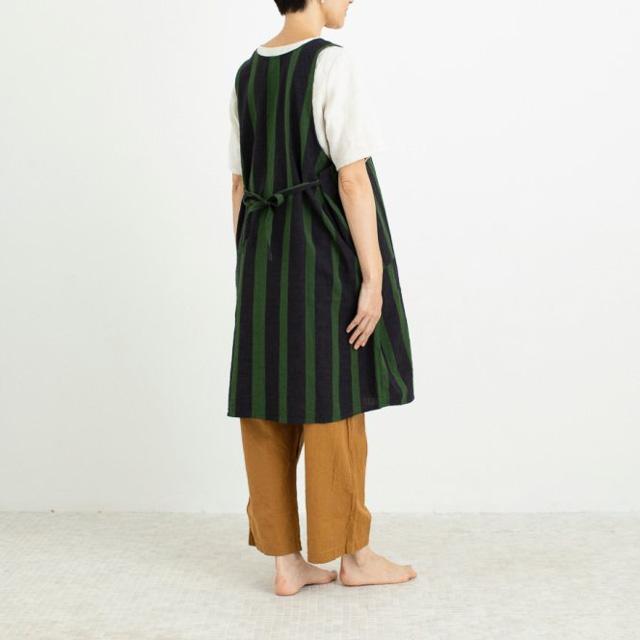会津木綿 エプロンドレス 09 古代縞 H-0024 はらっぱ 【前掛け】 ヤンマ産業