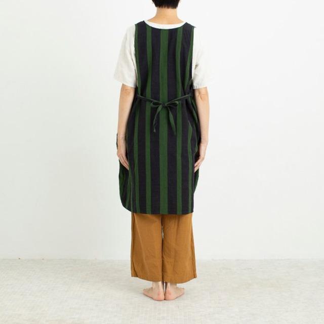 会津木綿 エプロンドレス 09 古代縞 H-0024 はらっぱ 【前掛け】 ヤンマ産業