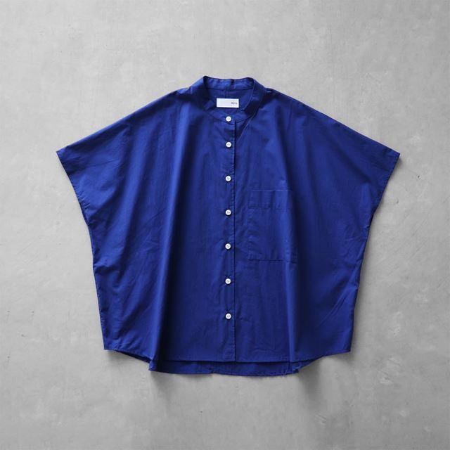 HUIS ハウス オーガニックコットンバンドカラー半袖ワイドブラウス