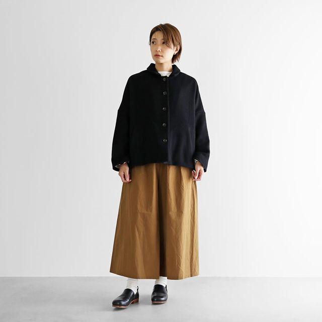 HUIS ハウス“HUIS×尾州”縮絨ウールフランネルワイドショートコート