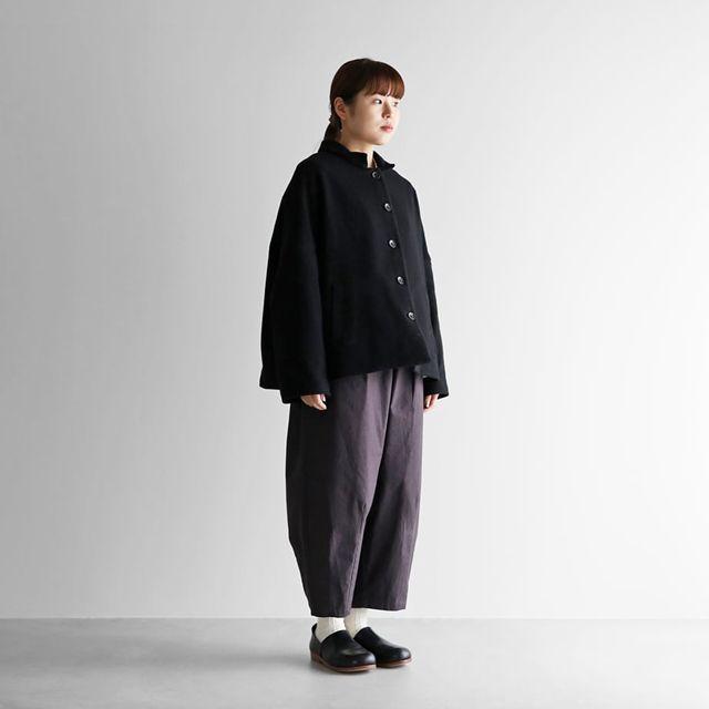 HUIS ハウス“HUIS×尾州”縮絨ウールフランネルワイドショートコート