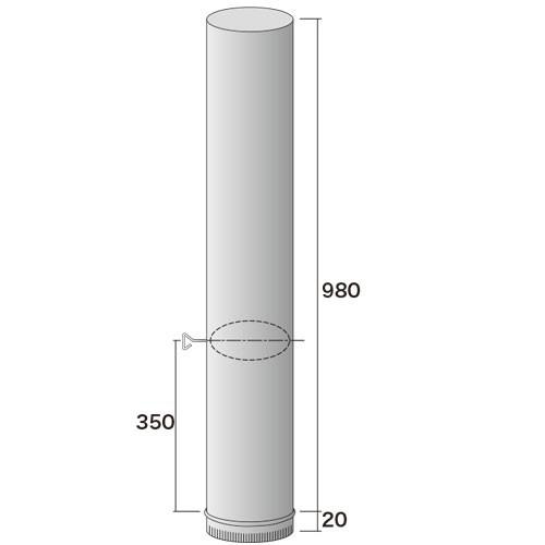 薪ストーブ用煙突 φ150直煙筒 ダンパー付き 口元用980mm : 薪ストーブ