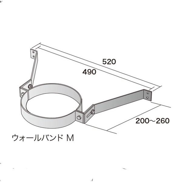 薪ストーブ　二重断熱煙突用ウォールバンドM・黒塗装