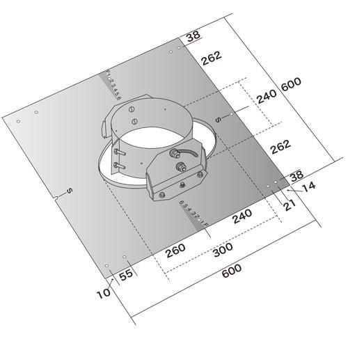 薪ストーブ　二重断熱煙突用ルーフサポートα　水平〜6寸勾配用