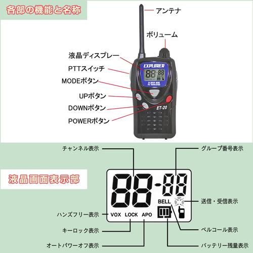 F.R.C. 特定小電力トランシーバー 2台セット ET-20X 【イヤホン F.R.C. 特定小電力トランシーバー 2台セット ET-20X 【イヤホン