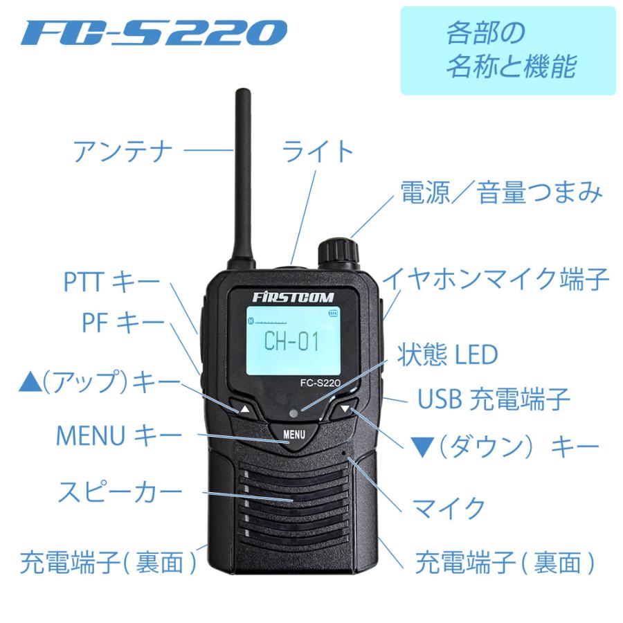 【送料無料】F.R.C. エフ・アール・シー 特定小電力トランシーバー2台組 FC-S220 [ ワイドFM・LEDライト搭載 ] ベルトクリップ付属 |  | 01