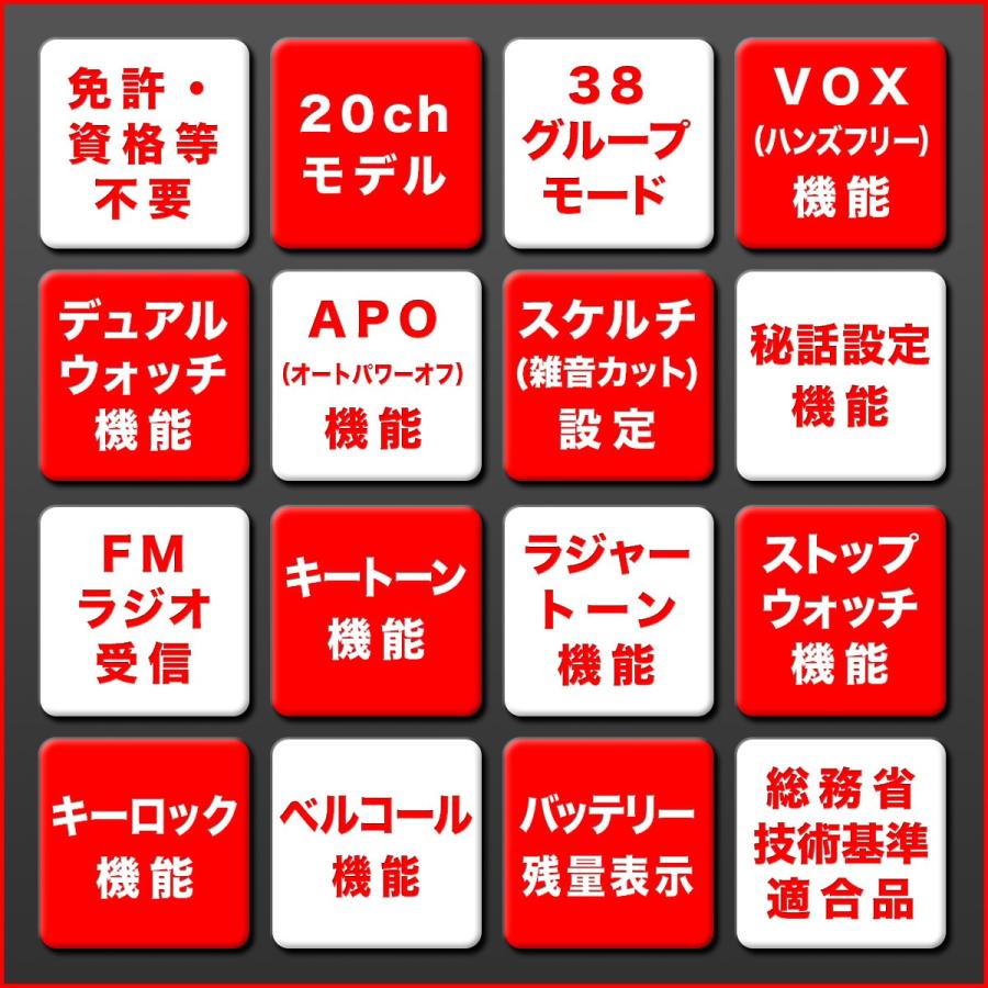 【免許・資格不要】F.R.C. 特定小電力トランシーバー 2台組 NX-20X [イヤホンマイク・ベルトクリップ・バッテリー・充電ケーブル付 ] 送料無料 |  | 04