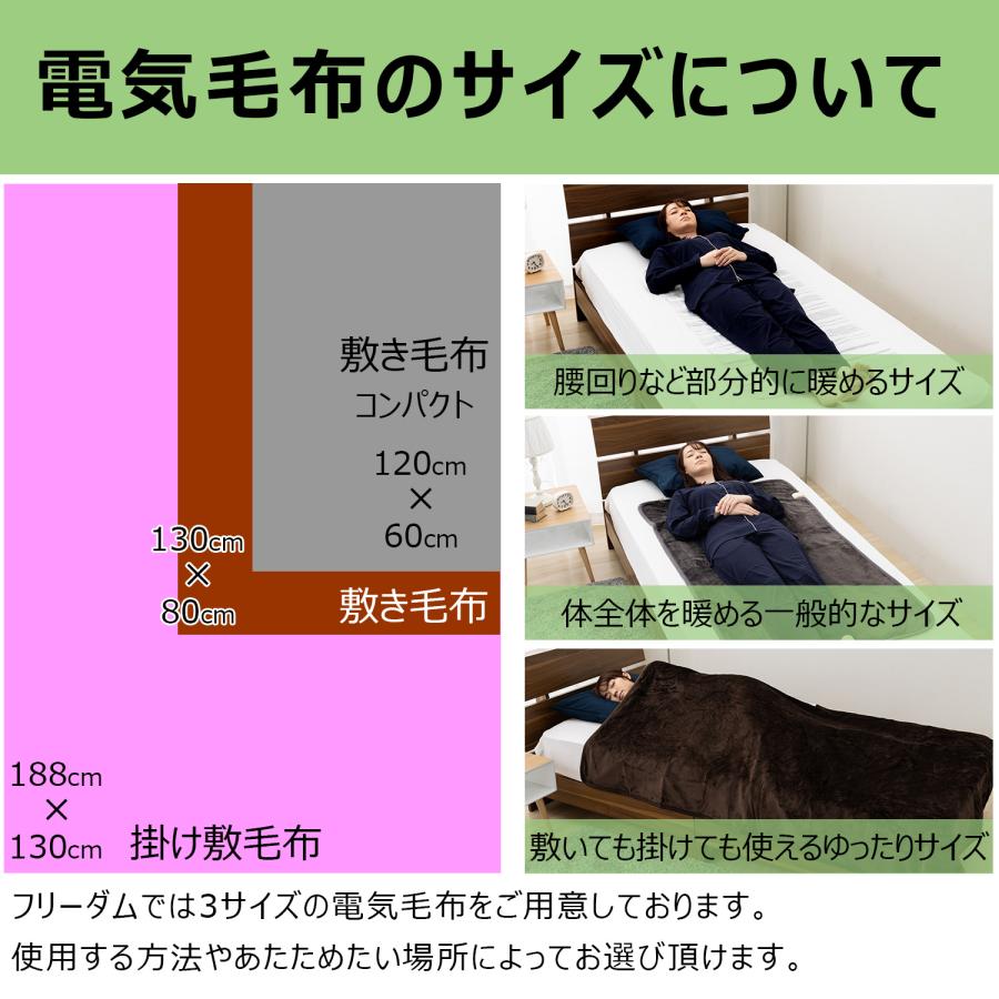 FREEDAN フランネル 電気毛布 掛け敷き兼用 188×130cm 洗える FREEDAN フランネル 電気毛布 掛け敷き兼用 188×130cm 洗える