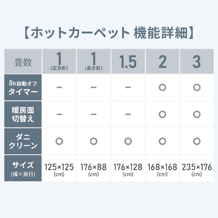 FREEDAN ホットカーペット 1畳 125×125 本体 正方形 電気カーペット