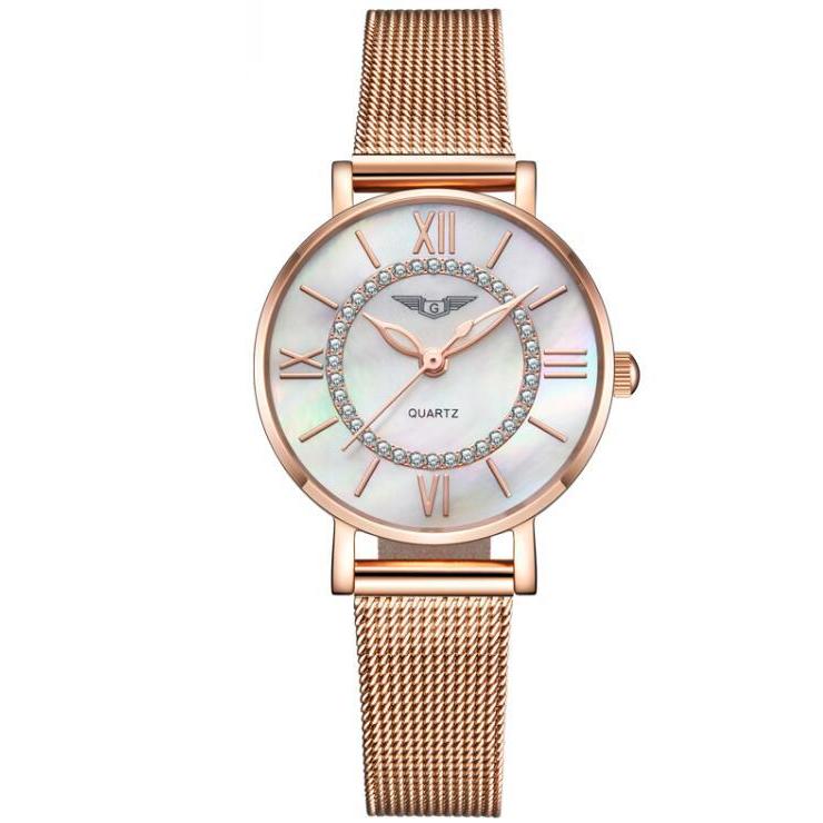 GUANQIN ブランド女性ドレス腕時計女性レディース腕時計ゴールド腕時計モンタフェム女性のファッションステンレススチールブレスレット腕時計