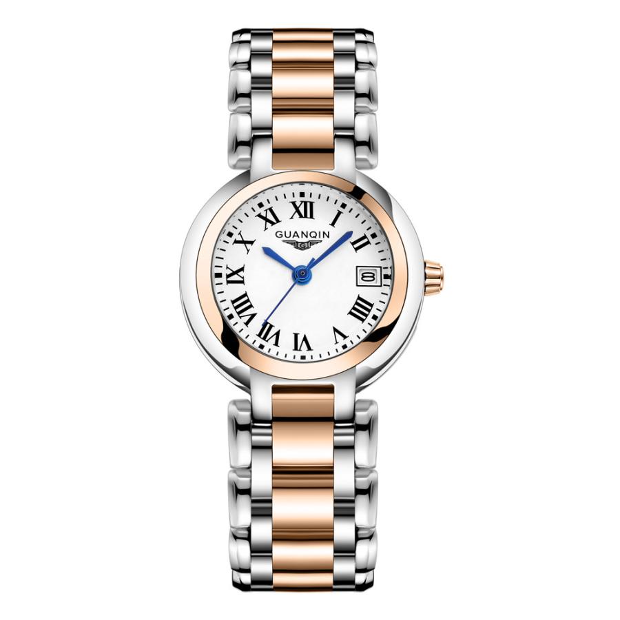 Guanqin-女性用クォーツ時計、パールダイヤル付き、耐水性