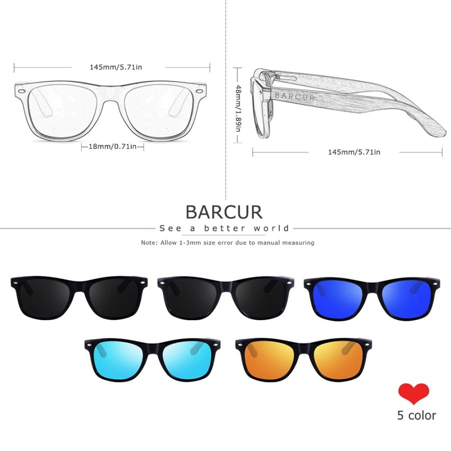 売り出し人気商品 BARCUR 黒クルミサングラスウッド偏光サングラス男性メガネ男性 UV400 保護眼鏡木製オリジナルボックス