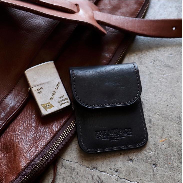 小鼓（本革）　ケース付き 栃木レザー 携帯灰皿 ライターケース 5点セット 喫煙具 BICライター