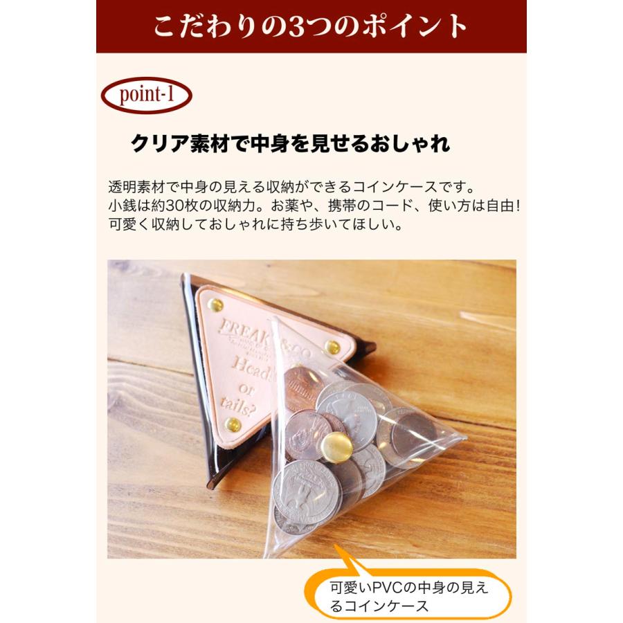 コインケース 小銭入れ 透明 クリア PVC 本革タグ 薬ケース 薬入れ 