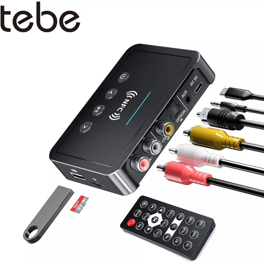 TebeTf受信機送信機 Bluetooth 5.0オーディオアダプター 3.5mm   rca spdif ディスク再生 リモコン｜freakshop01