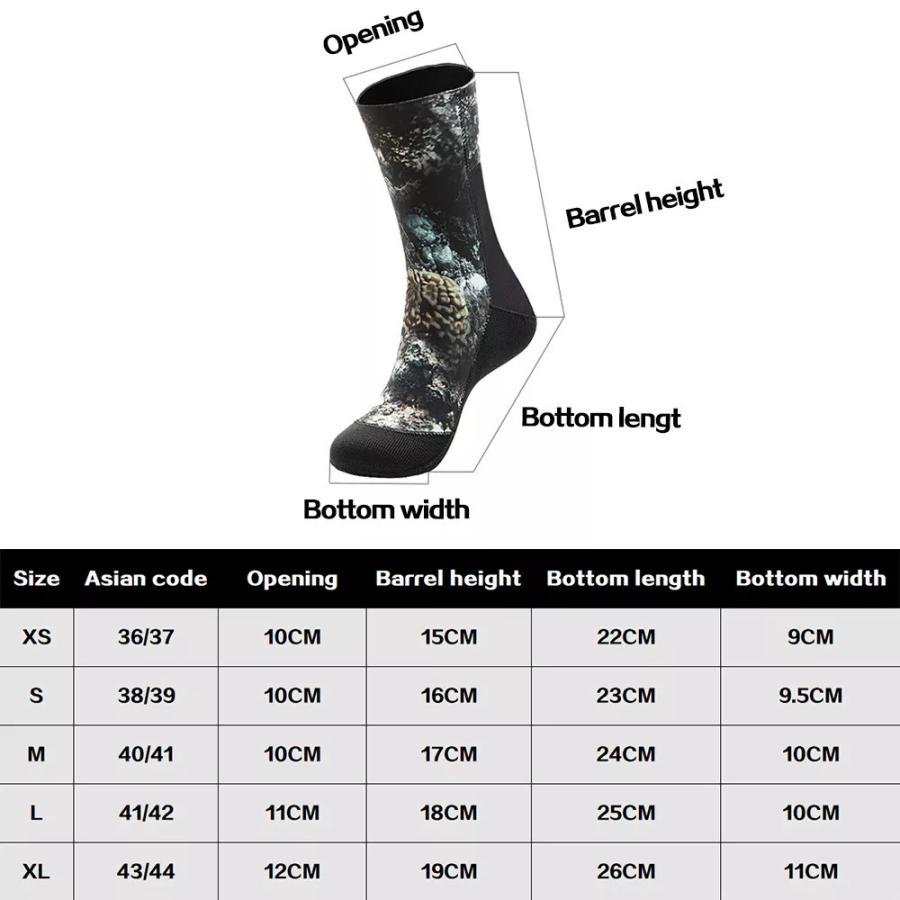 3 2021人気の 5mm  ネオプレンダイビングソックス迷彩ビーチ靴下スキューバダイビングフィンソックススポーツスイミング防スリップサーフアンチスクラッチ靴下2