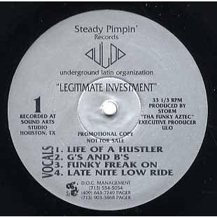 レコード】UNDERGROUND LATIN ORGANIZATION - Life of A Hustler / G