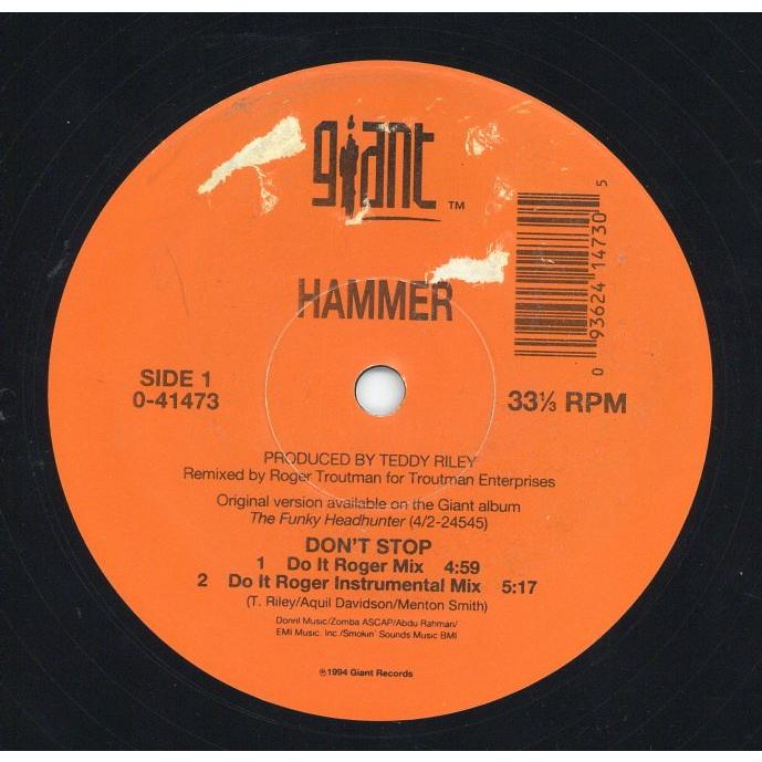 【レコード】MC HAMMER feat Roger Troutman - DON'T STOP (DO IT ROGER MIX) 12" US 1994年リリース｜freaksrecords-2