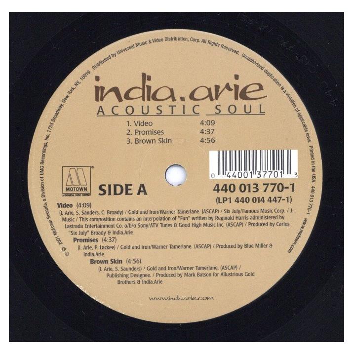 レコード】INDIA ARIE - ACOUSTIC SOUL 2xLP US 2001年リリース 