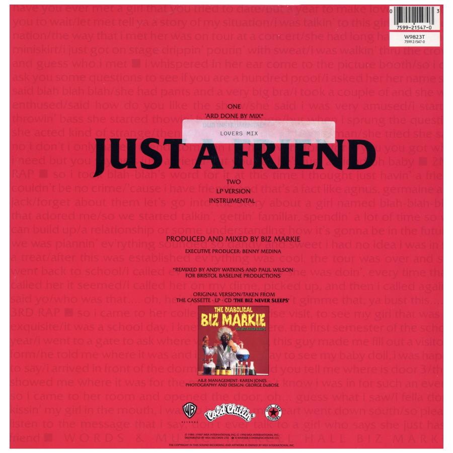 【レコード】BIZ MARKIE - JUST A FRIEND (Ard Done By Mix / Lovers Mix) 12\" UK 1990年リリース"_1