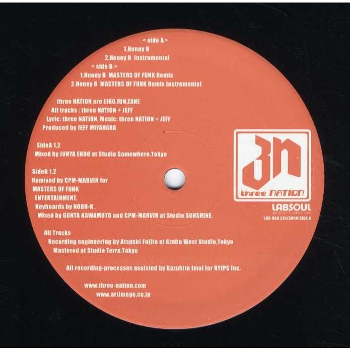 レコード】THREE NATION - HONEY B (Master of Funk Remix) 12