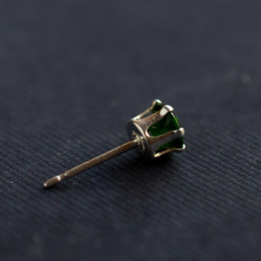 クロムダイオプサイト シルバーピアス 4mm SILVER925  スタッドピアス 両耳 宝石品質 天然石 ファセットカット |  | 03