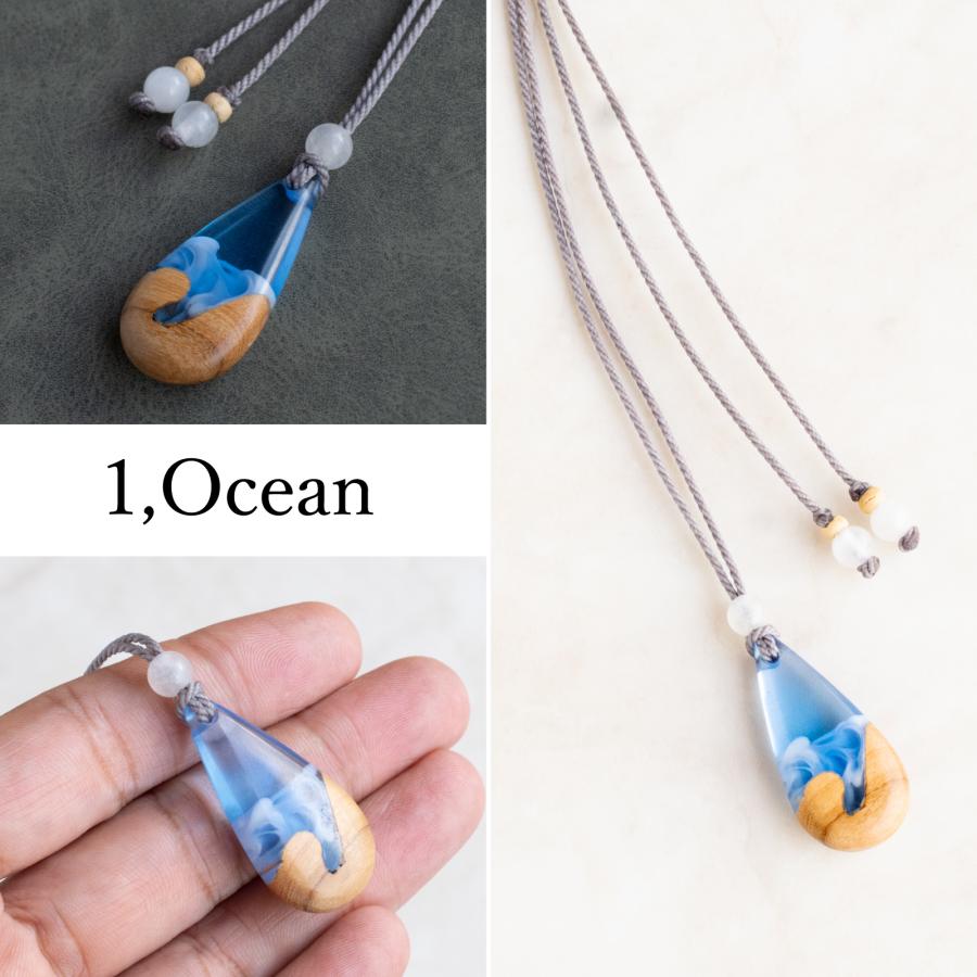 レジンアクセサリー　NO.7 ウッドレジンネックレス ナチュラルアクセサリー 天然木アクセサリー