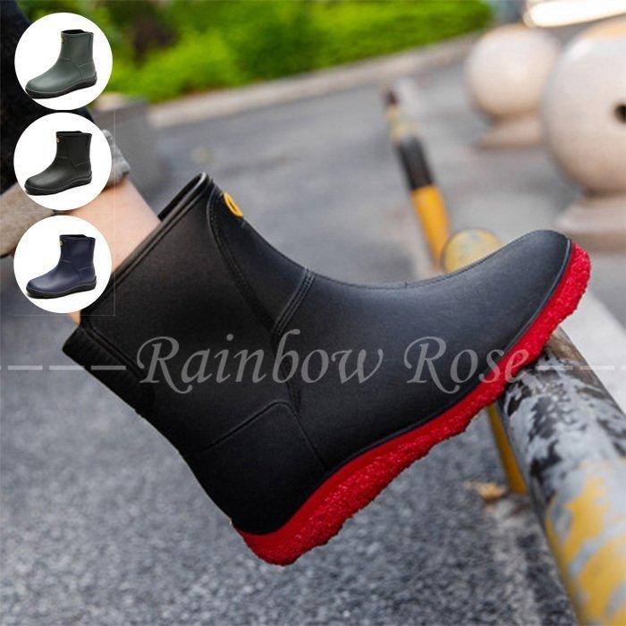 レインブーツ メンズ おしゃれ レインシューズ ショート ミドル丈 防水 雨 長靴 軽量 スニーカー風 防滑 梅雨 ラバーシューズ アウトドア 通勤 品質満点