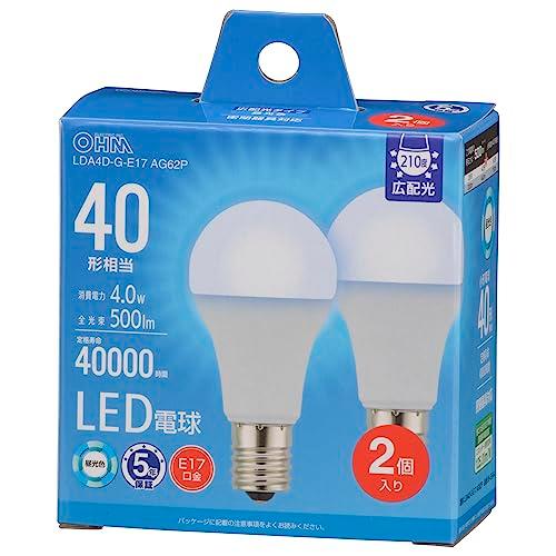 オーム電機 LED電球小形 E17 40形相当/40W相当 昼光色 密閉器具対応