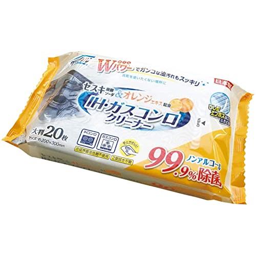 ライフ堂 クリンクル 掃除シート ウェットシート IH・ガスコンロクリーナー 20枚×30個入  ケース販売  セスキ炭酸ソーダ配合 オレンジエ｜free-store78｜02