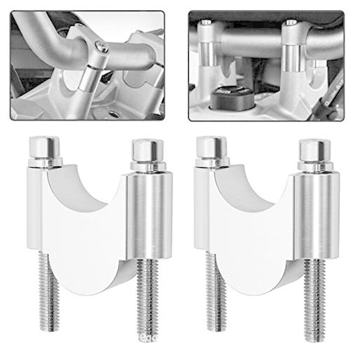 バイク用 ハンドル ポスト 高さ 3cm ハンドルアップ スペーサー スタンダード バー 汎用 2個セット (シルバー 22mm)