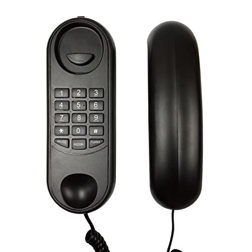 壁掛け電話機 SUNSTEK コイルコードと延長線コードを備えたシンプルな電話 黒い｜free-store78｜02
