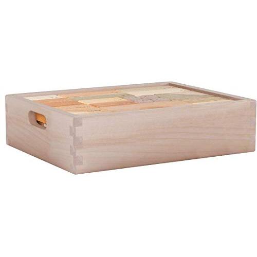 オークヴィレッジ 寄木の積木(木箱入り) 出産御祝にも喜ばれる木のおもちゃ 木目 無塗装 木箱外寸 縦21×横27×高さ7cm 02121-00 出産御祝にも喜ばれる木のおもちゃ 無塗装 木箱外寸 縦21×横27×高さ7cm 3cm