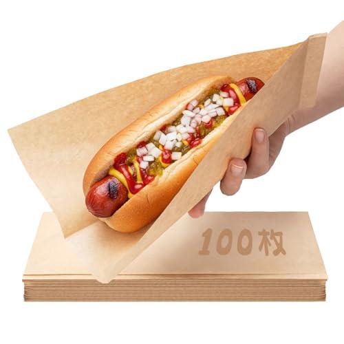 Bake Choice ホットドッグ 包み紙 100枚 10*25cm 未晒無地 ホット 
