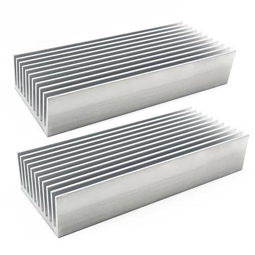 2個 アルミニウム脱熱器100x40x20mm ヒートシンク 冷却板 放熱板 小型