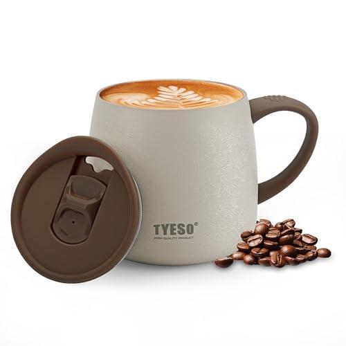 TYESO マグカップ 蓋付き 355ml セラミックコーティング 真空断熱