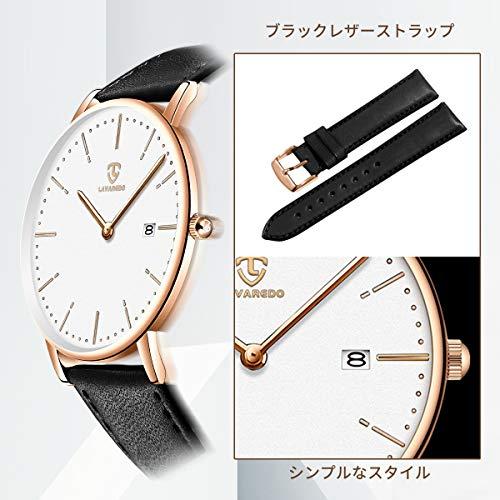 BEN NEVIS  腕時計 メンズ シンプル おしゃれ 薄型 カジュアル 日付表示 防水 アナログ クォーツ時計 革ベルト ホワイト ブラッ｜free-store78｜03