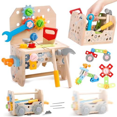 HIWO 組み立て おもちゃ 4in1 モンテッソーリ 木製 男の子 女の子 玩具
