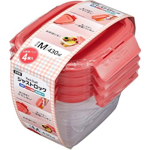 エビス 保存容器 長方形 M 430ml 4個入 4点ロック フタ一体型パッキン
