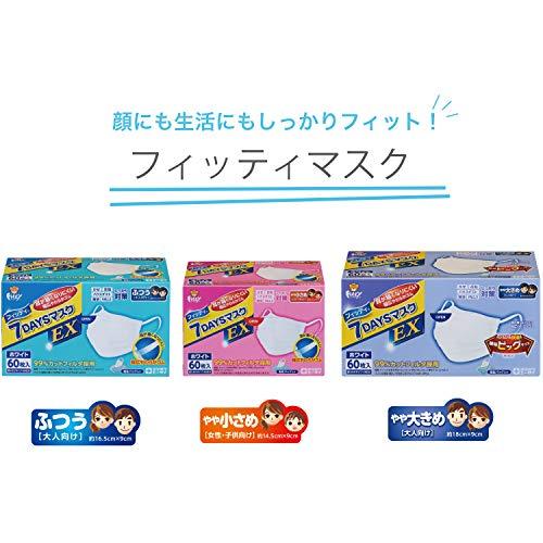 (PM2.5対応) フィッティ 7DAYS マスク EX 60枚入 やや大きめサイズ ホワイト｜free-store78｜06