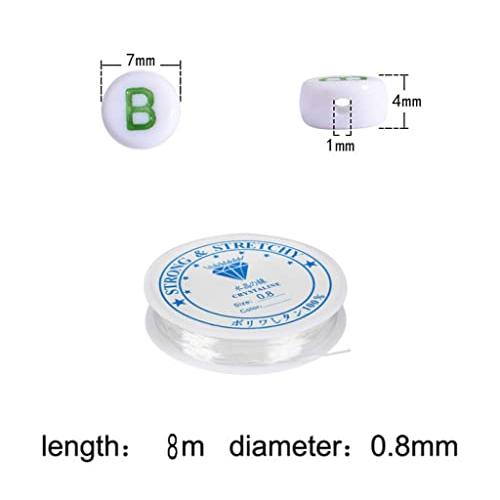 BetterJonny アルファベットビーズ 約 1200ピース カラフル A-Z 文字 ビーズ 7x4mm 伸縮性のある糸1ロール付き とのア｜free-store78｜04